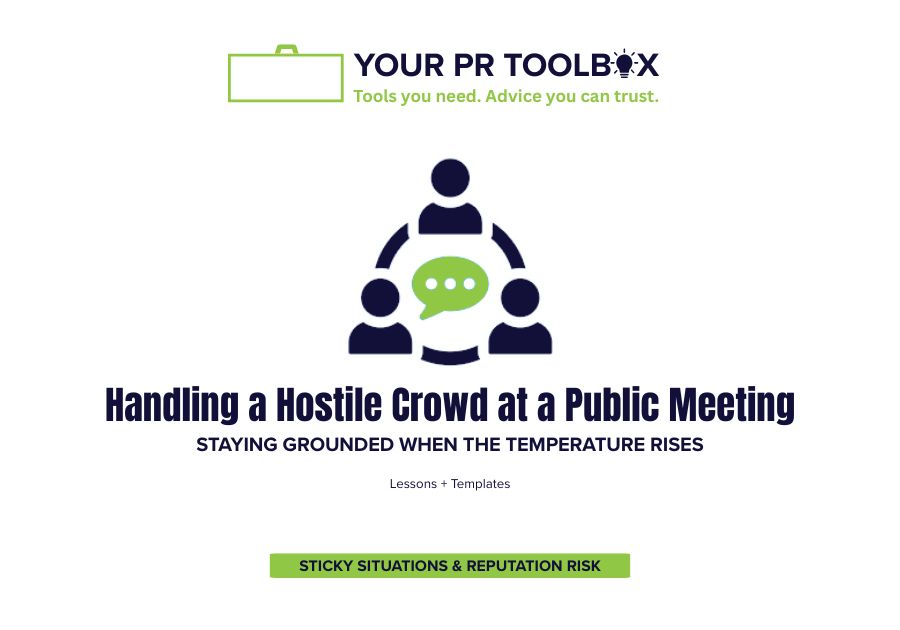 Image with words Handling a Hostile Crowd at a Public Meeting
