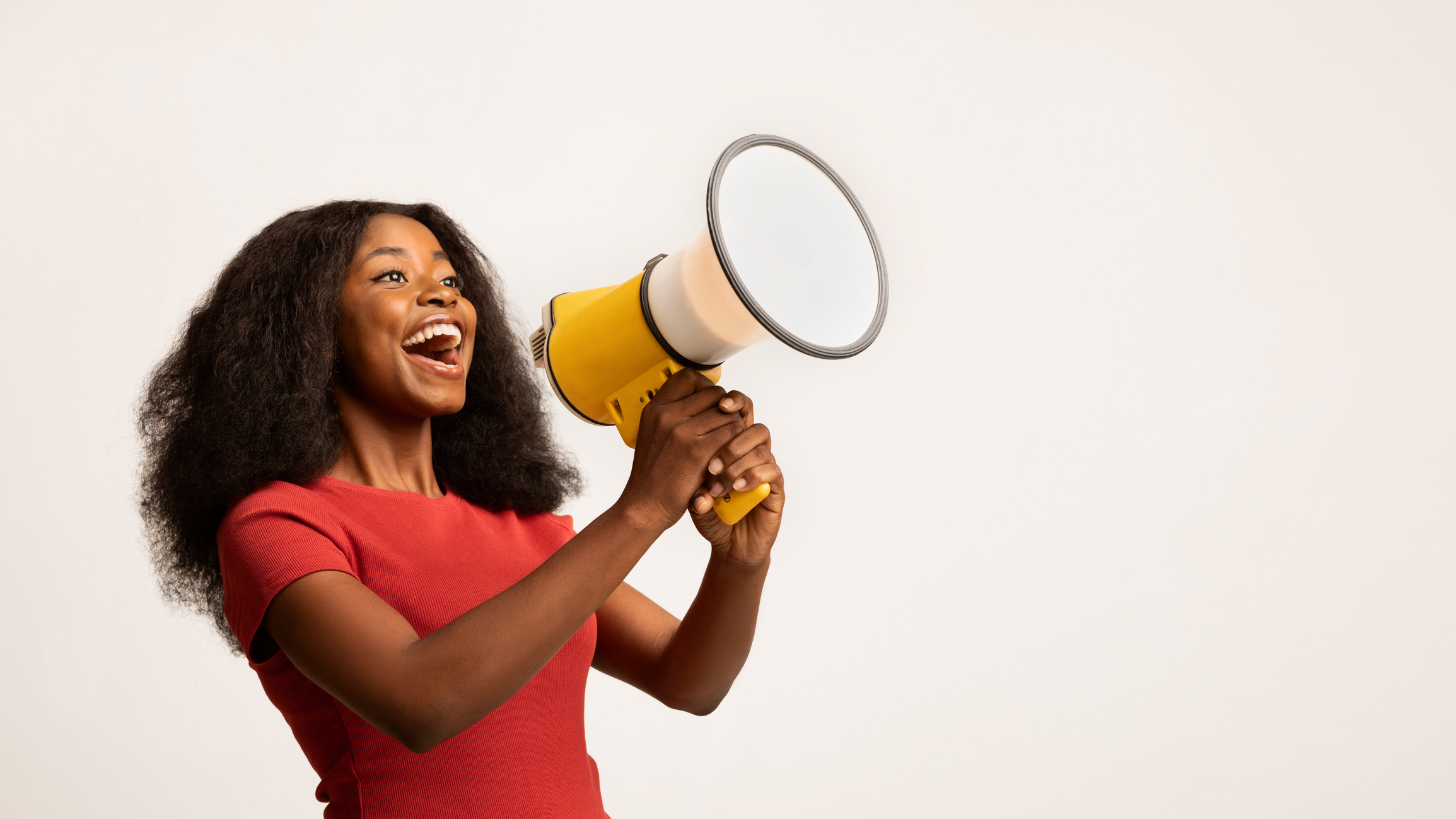 Woman using a megaphone